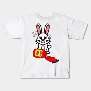 Funny bunny spilled tomato ketchup Kids T-Shirt